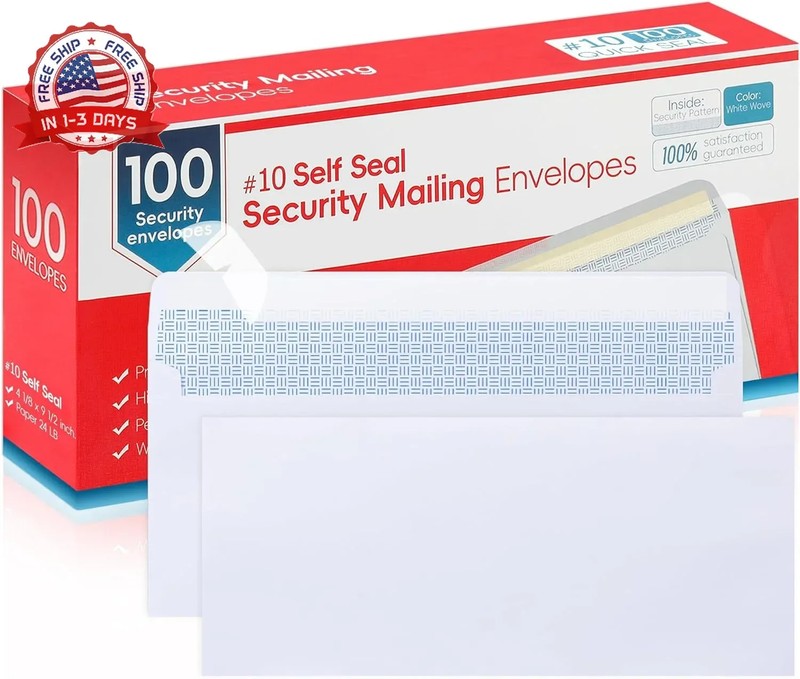 Zzrywuty #10 Letter Size Mailing Envelopes for Business, 100pcs Self Seal Window