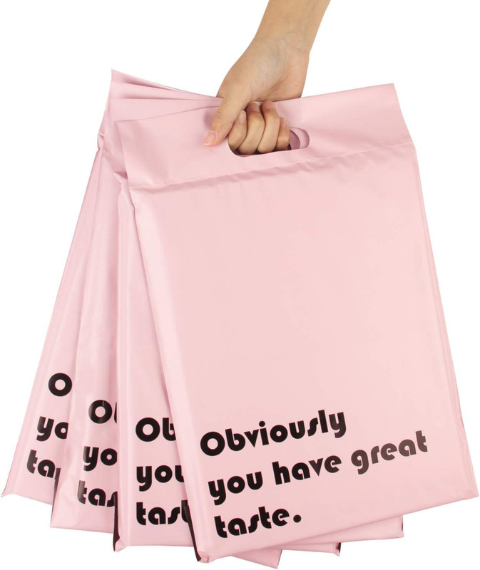 Poly Mailers 10X13 Inch Pink with Build-In Handle Shipping Bags 3 Mil Pretty Thi