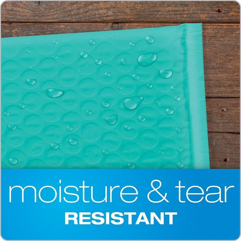 Bubble Mailers - Teal - 6 x 9 Inch - Water Resistant - Self Seal - 50 Per Box gallery