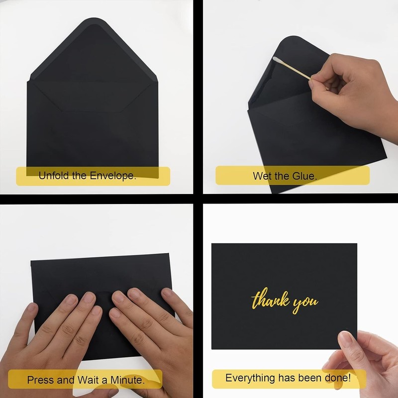100 Count Matte Black V Flap Envelopes - Perfect for Weddings & Announcements gallery