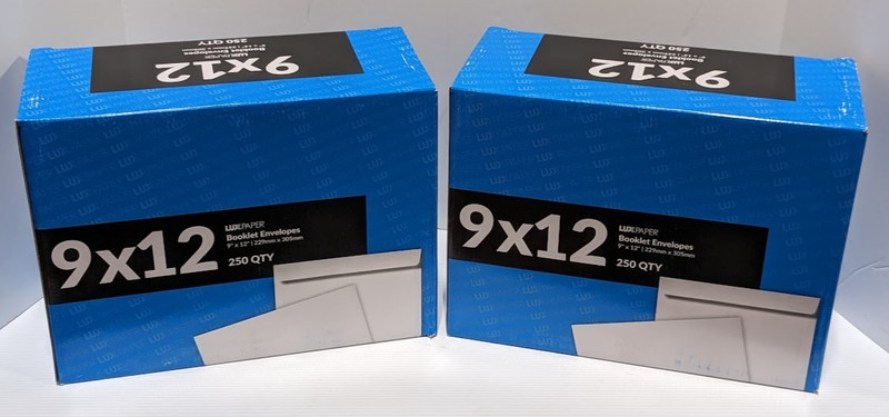 500 Qty LUX Paper 9″ x 12″ Open End Booklet Envelopes Bright White 24lb 12310-CT