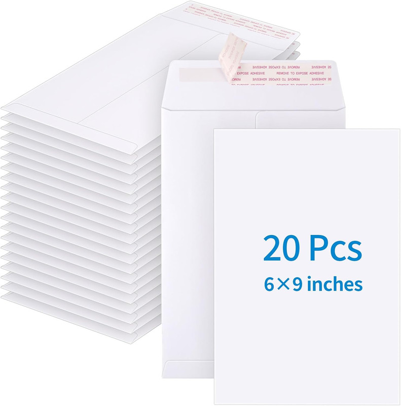 20 Pack Catalog Envelopes Self Seal, 6 X 9 Inches Catalog Mailing Envelopes,Whit