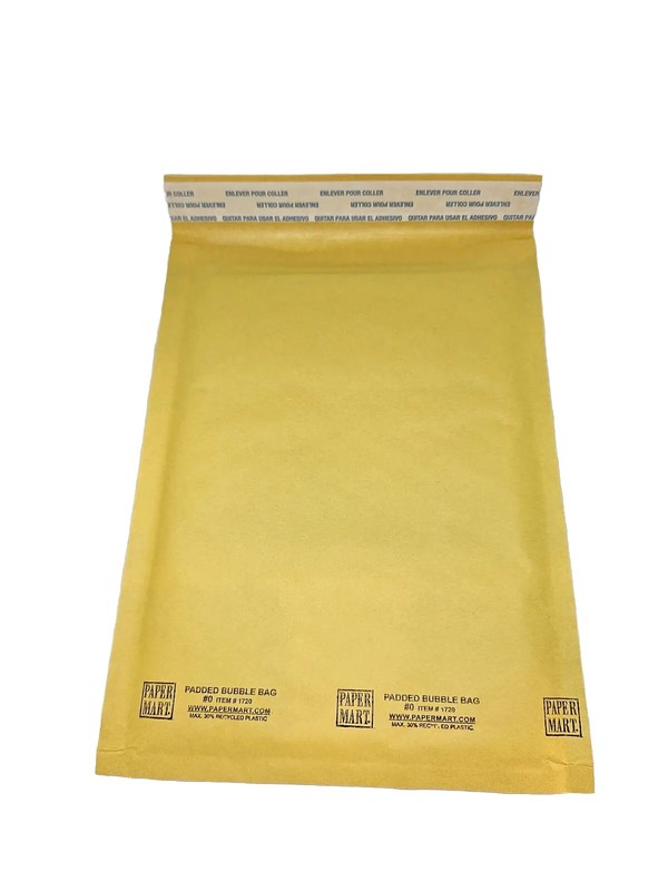 KRAFT YELLOW BUBBLE MAILER #0 7"X11" OUTTER 6"X9" INNER DIMMENSIONS gallery