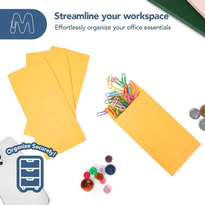 MOS 7 Gold Coin Envelopes 3.5 x 6.5 Inch 550 Pack — Self-Seal Yellow Money En... gallery