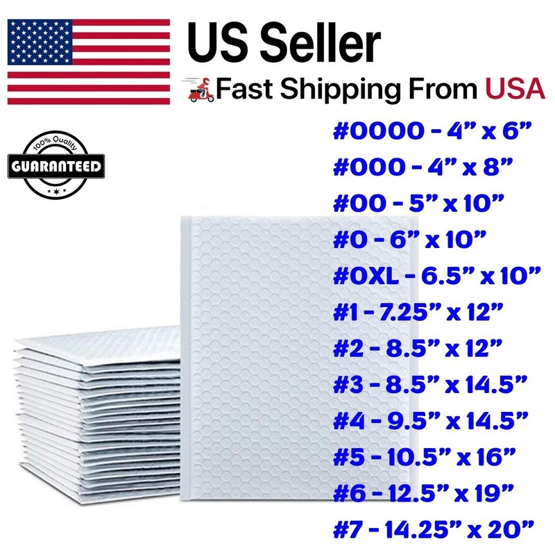 ANY SIZE POLY BUBBLE MAILERS SELF SEAL SHIPPING MAILING PADDED BAGS ENVELOPES