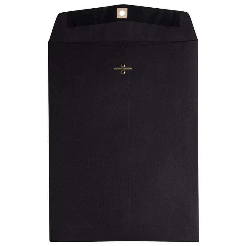 JAM PAPER 9×12 Open End Catalog Envelopes with Clasp Closure, Smooth Black, 25-P