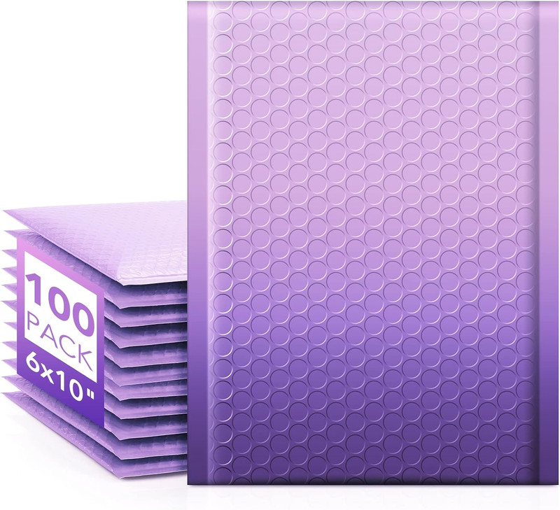 Opaque Bubble Mailers 6X10 Inch 100 Pack Gradient Purple Padded Envelopes Usable
