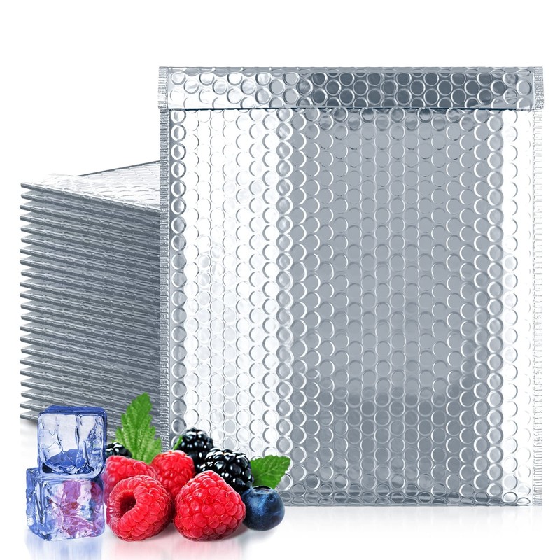 Silver Thermal Bubble Mailers, 15×17 Inches, 100 Pack, Self-Seal, Waterproof