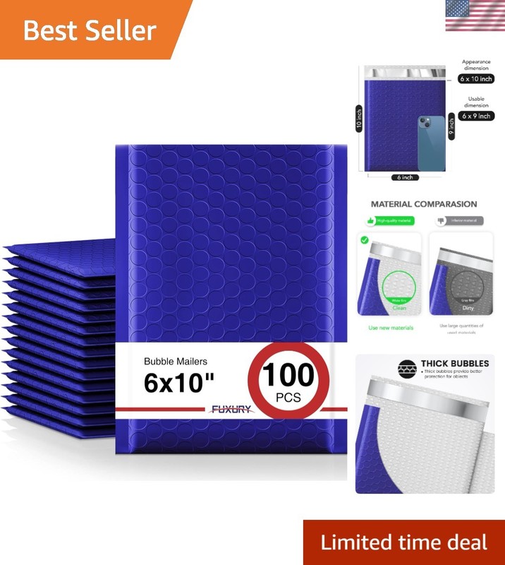 100 Pcs Royal Blue Bubble Mailers 6×10