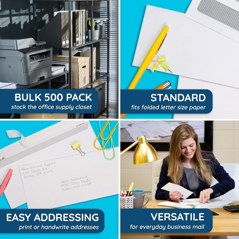 Bulk 500 Security Envelopes - Self-Seal, Privacy Tinted, 4-1/8 x 9-½ Size gallery