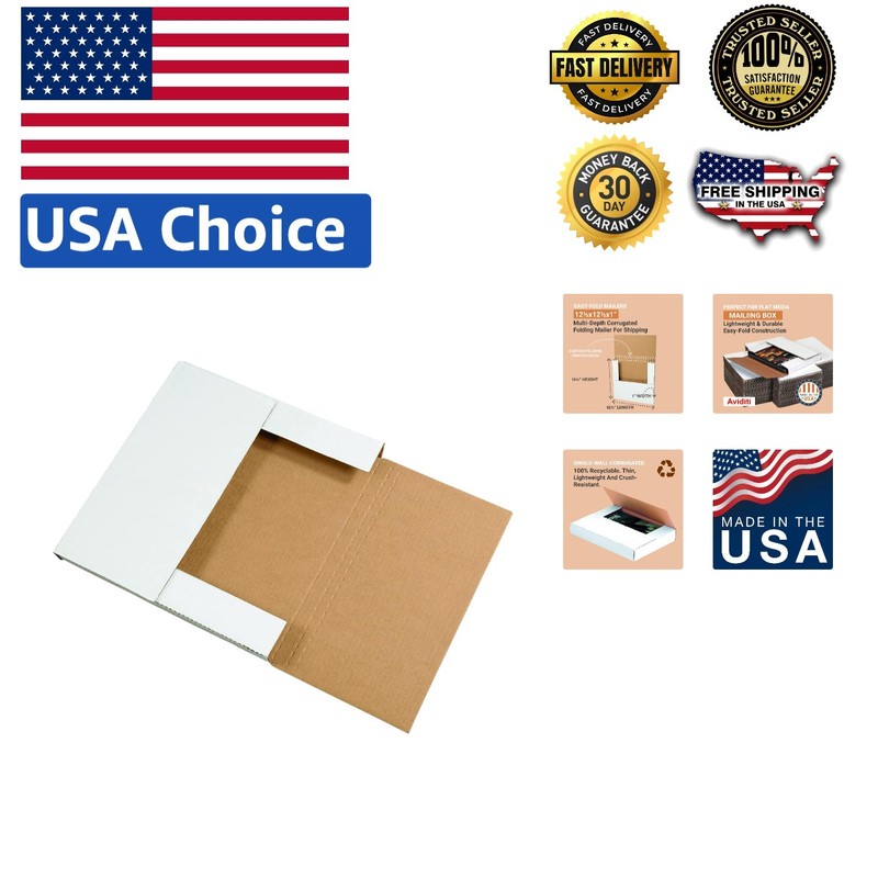 Versatile White Easy-Fold Mailers, 12.5″ x 12.5″ x 1″ – Perfect for Shipping