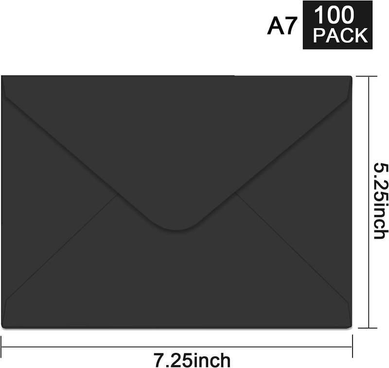 100 Count Matte Black V Flap Envelopes - Perfect for Weddings & Announcements gallery