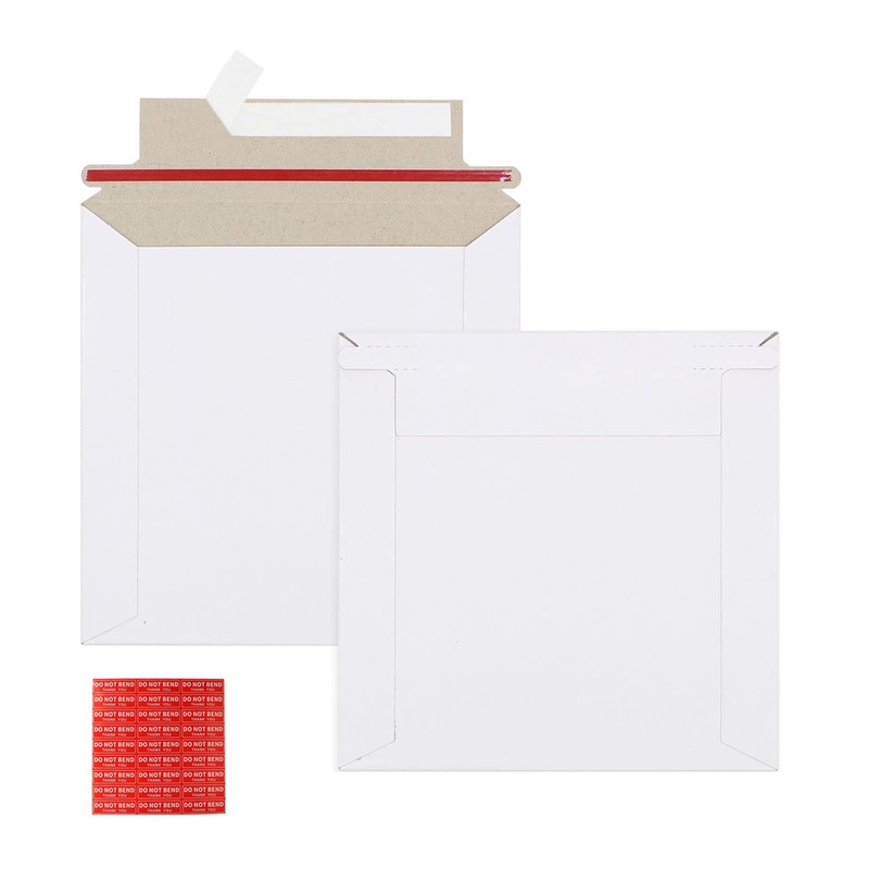 100 Pack 6×6 inch Rigid Mailer Self Seal Photo Document Mailers, Stay Flat White