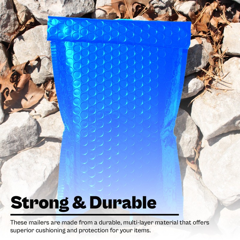 7.5 x 11 Glamour Metallic Blue Poly Bubble Mailers Padded Envelope 250 Pcs gallery