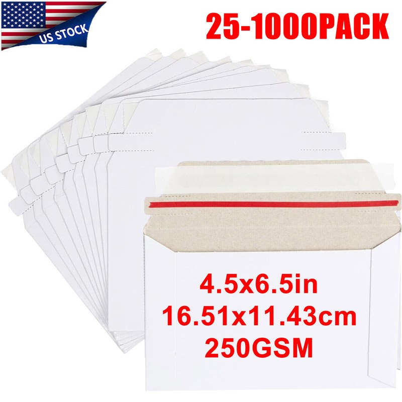 6.5″ x 4.5″ Rigid Photo Shipping Flats Document CD Cardboard Envelopes Mailers