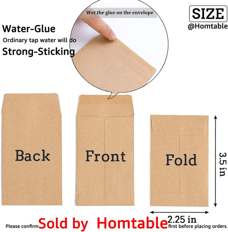 100 Pack Small Coin Envelopes Self-Adhesive Kraft Paper Seed Envelopes Mini Part gallery