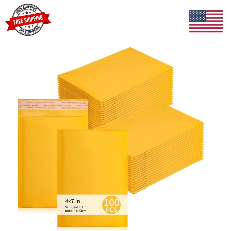 Small Bubble Mailers 100 Pack, 5″x8″ External Dimension, Usable Size 4″x7″ Th…