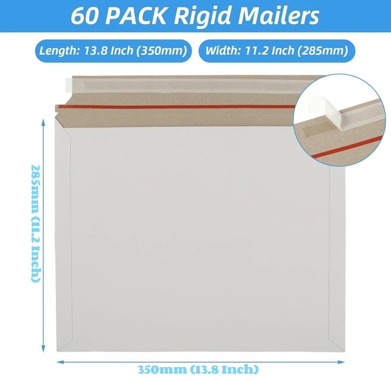 60 Pack Mailing Envelopes, 14x11 Inches Cardboard Envelopes Rigid Mailers wit... gallery