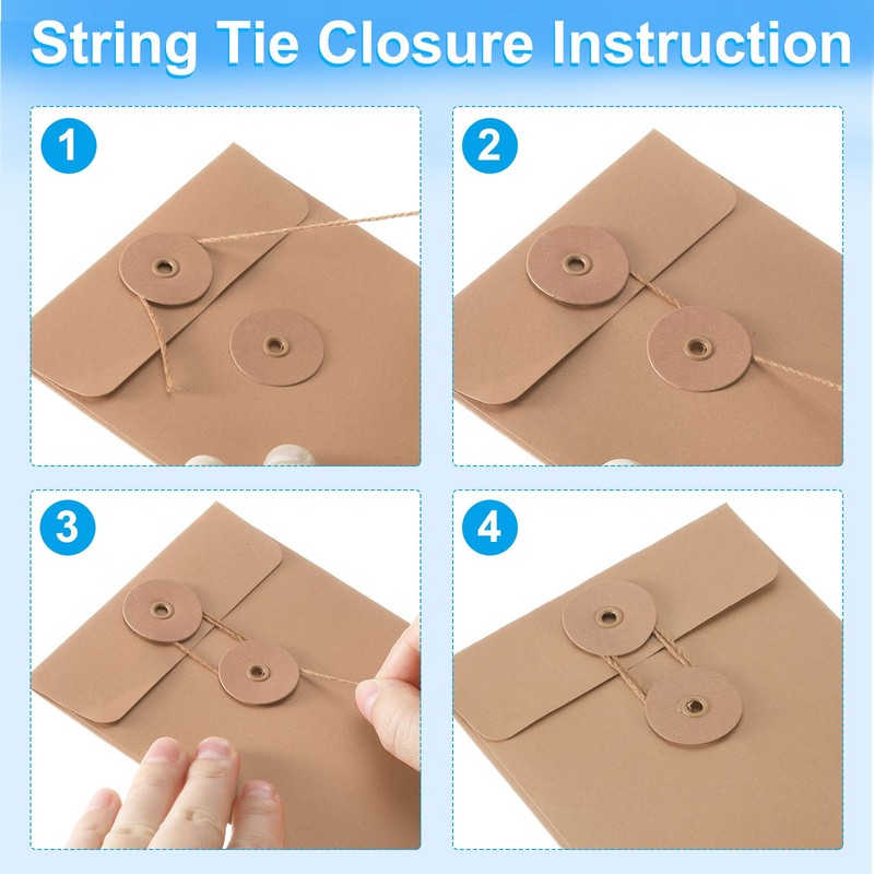 12 Pcs Kraft Paper Envelope with String Tie Closure, 13"x9.4" White gallery