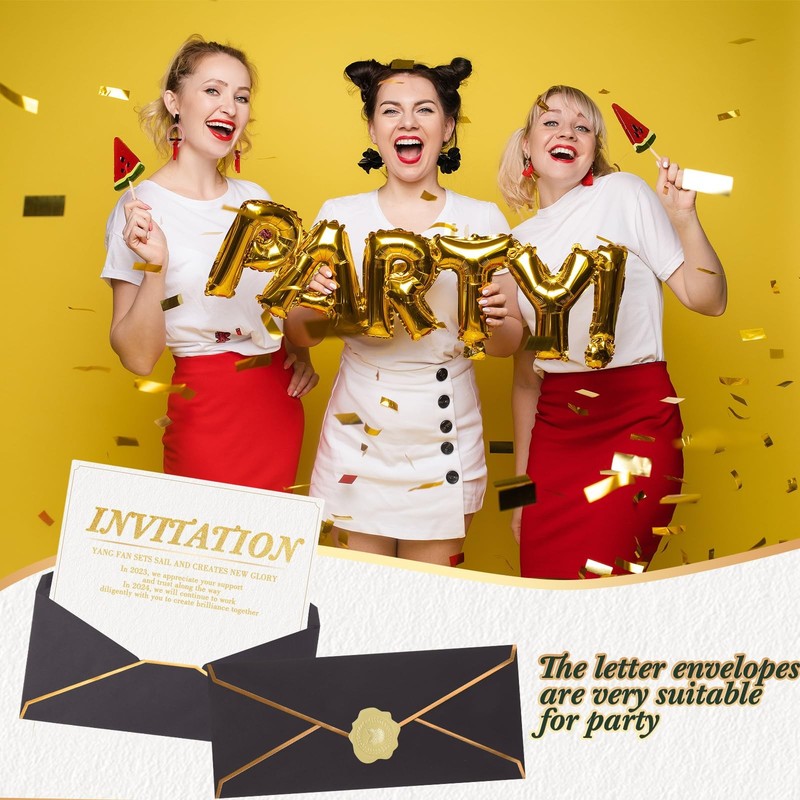 Jetec 100 Pcs Colorful #10 Business Mailing Envelopes with Gold Border & Sticker gallery