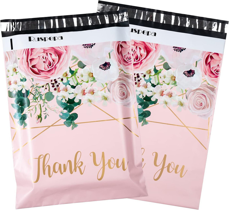 Poly Mailers Shipping Bags Thank You Notes Flowers Surrounded 3 Mil Heavy Duty S gallery