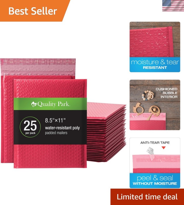 Effortless Shipping With 25 Red Poly Bubble Mailers 8.25 x 11 – Self-Seal Design
