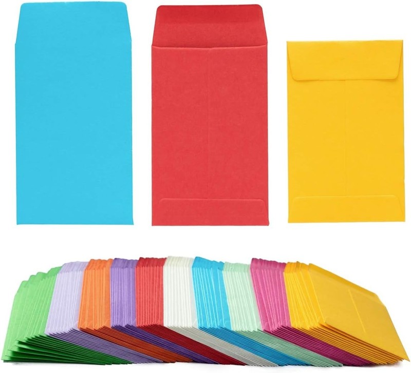 100 Pieces Colorful Small Coin Envelopes Self-Adhesive Seed Envelopes Mini Pa…