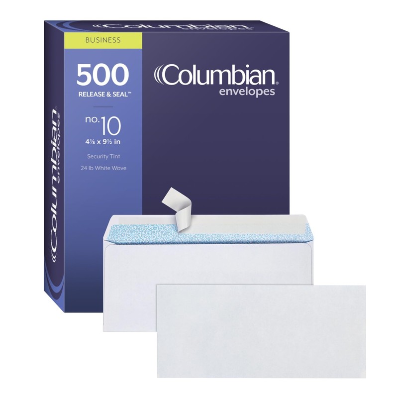 Columbian #10 Security Envelopes, 500 Pack, Self Seal 500 Count, White