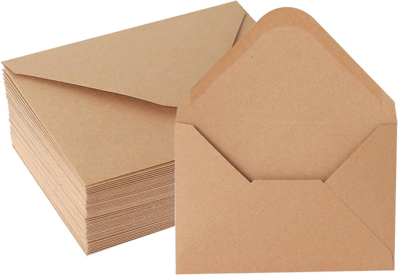 50 Pack Kraft Paper Envelopes 4×6 Inch Brown V-Flap Gummed Flap A4 Envelopes