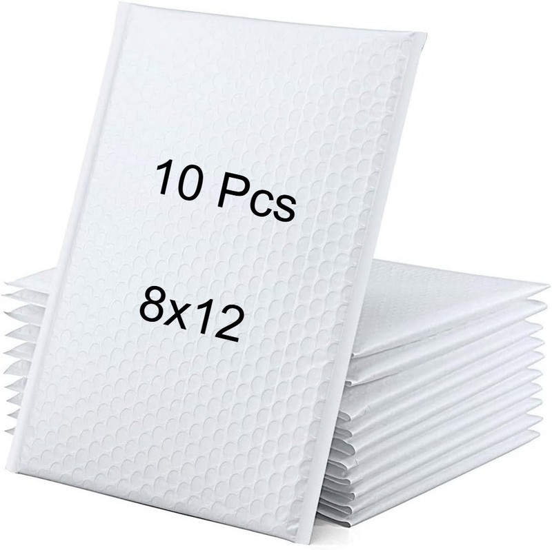 10 Pcs 8×12 Bubble Mailers Shipping Bags Mailing Padded Self Seal Envelope White