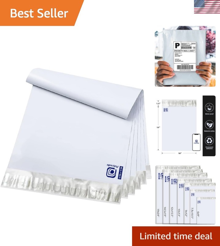Secure and Stylish 10×13 Poly Mailers – 100 Pcs Tear-resistant Shipping Bags