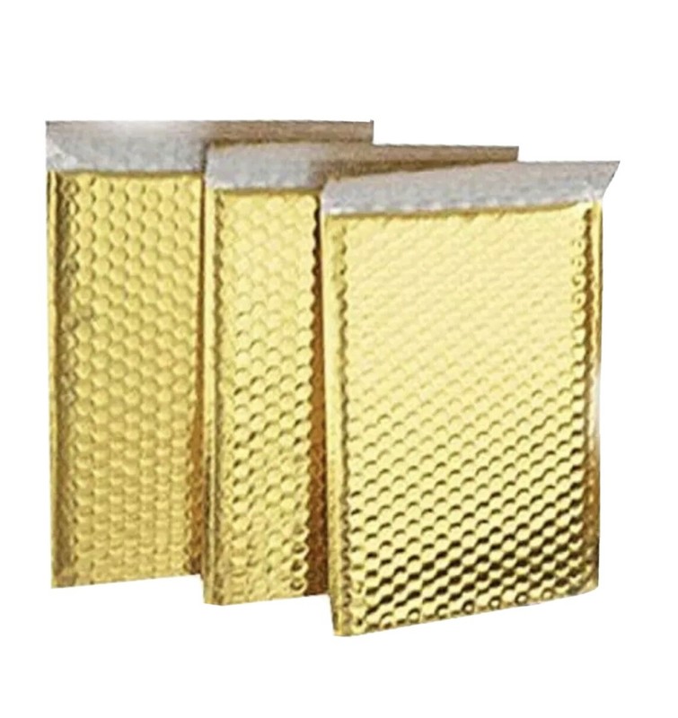 500 #000 Glamor Metallic Gold Poly Bubble Mailers Envelopes Bags 4×8 Extra Wide