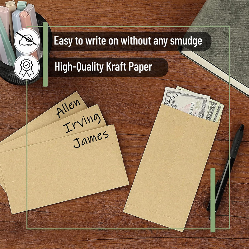 - Money Envelopes for Cash, 6.5" X 3.5", 100 Pack, Kraft Paper, Self-Adhesive Bu gallery