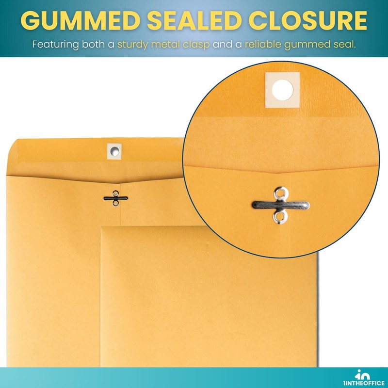 1InTheOffice Clasp Envelopes 10x13 - Kraft Self-Seal #97, Large Large, Brown gallery