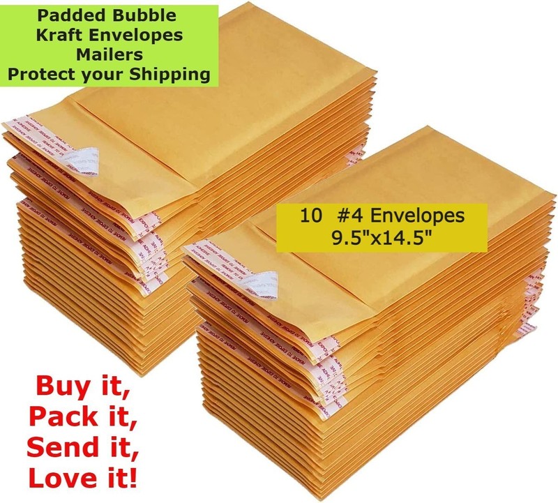 Mailers 10 #4 9.5X14.5 Kraft Paper Bubble Padded Envelopes Mailers Case 9.5″X14.
