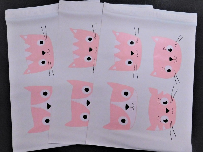 100 10x13 Designer Pink CATS Mailer Poly Flat Plastic Shipping Envelope Bag gallery