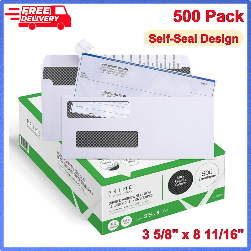 500 Self Seal QuickBooks Double Window Security Check Envelopes – For Business