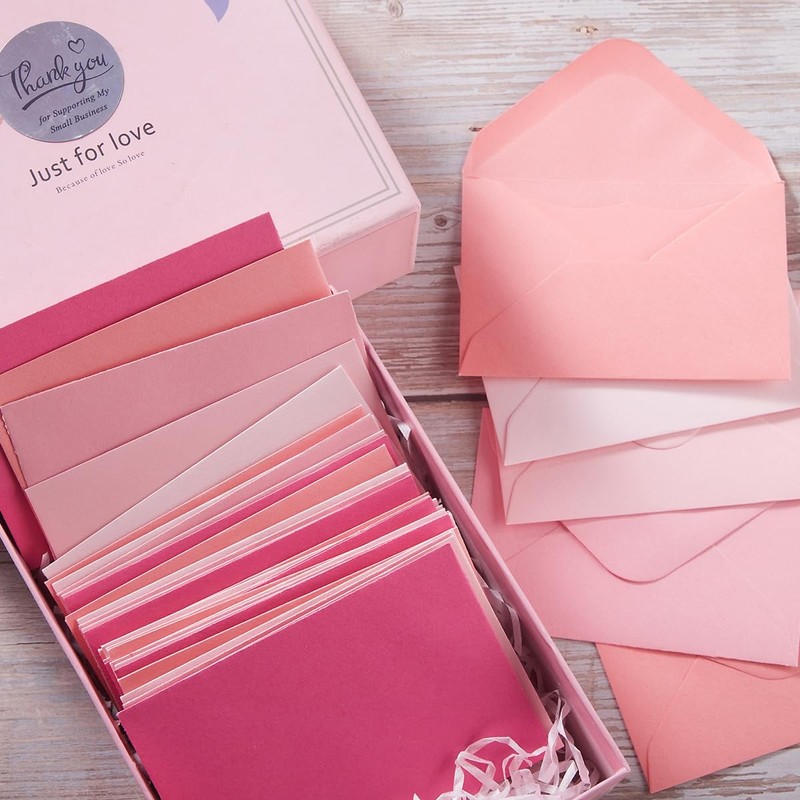 100 Pack Mini Envelopes with Note Cards in 5 Colors for Wedding, Birthday, Ba... gallery