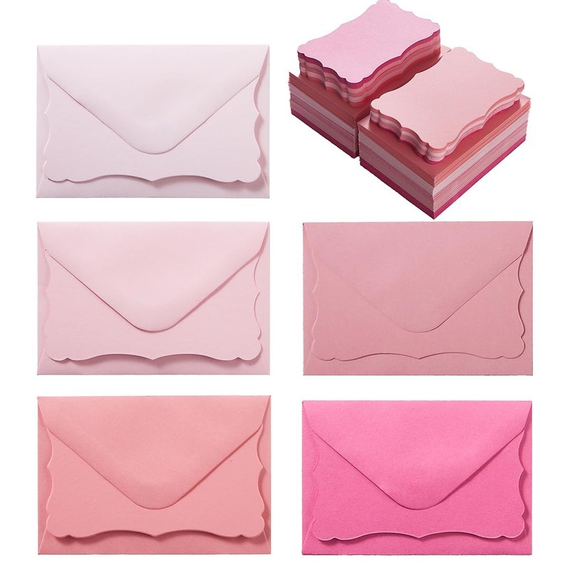 100 Pack Mini Envelopes with Note Cards in 5 Colors for Wedding, Birthday, Ba…