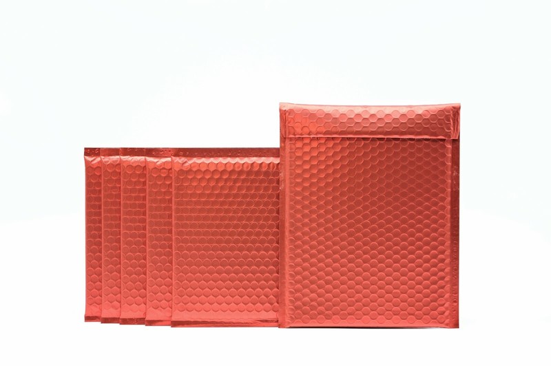50 #2 Matte Metallic Red Poly Bubble Mailers 8.5×12 (Inner 8.5×11)