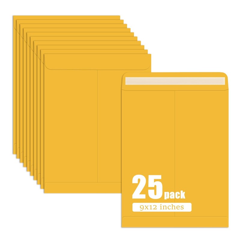Manilla Envelopes 9×12 In 25 Pack Heavy Duty Brown Mailing Pouch