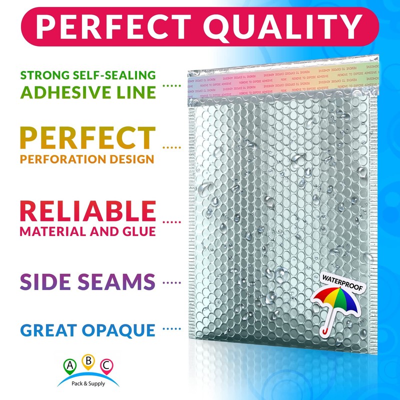 Abc Pack & Supply Abc Pack Supply Ice Blue Metallic Bubble Mailers 9.5 X 13.5 gallery