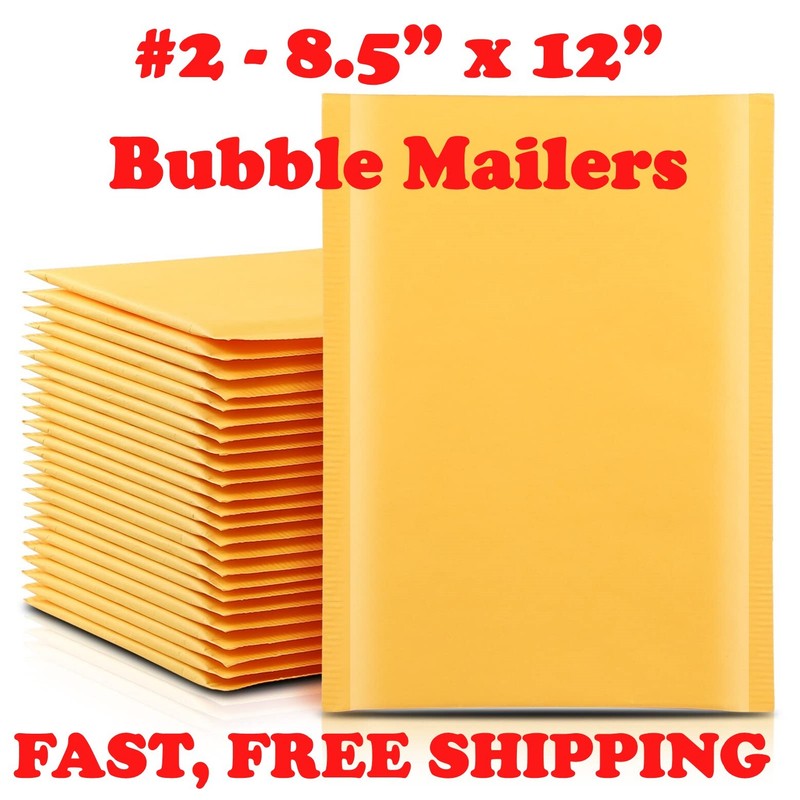 #2 8.5×12 KRAFT BUBBLE MAILERS SEAL SHIPPING BAGS ENVELOPES PADDED 8.5×11