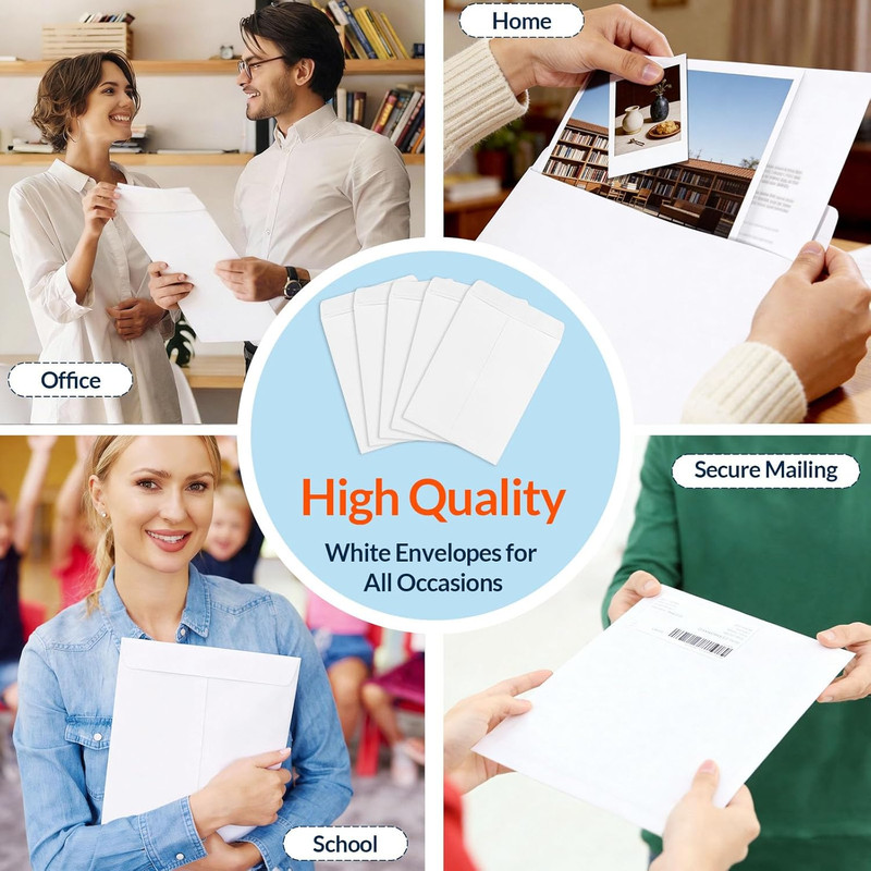 9x12 Self Seal Catalog Envelopes 100 Pack White Kraft 28LB gallery