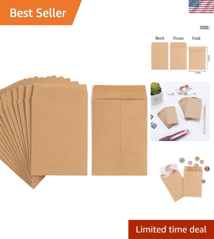 Versatile 100-Pack Self-Adhesive Envelopes for Stamps, Seeds & Small Items