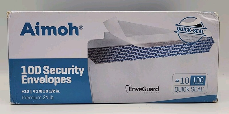 Aimoh #10 White Wove EnveGuard Security Tinted Self-Seal Envelopes Size 4⅛"×9½" gallery