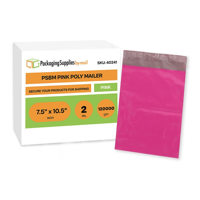 120000 7.5×10.5 Pink Poly Mailers Envelopes Shipping Bags 2 Mil 7.5″ x 10.5″
