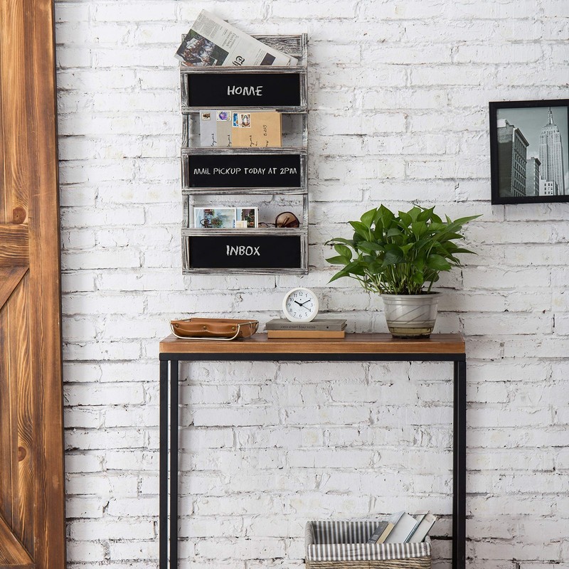 Mygift Wall Mounted Torched Solid Wood Magazine And Mail Holder Organizer Rack gallery