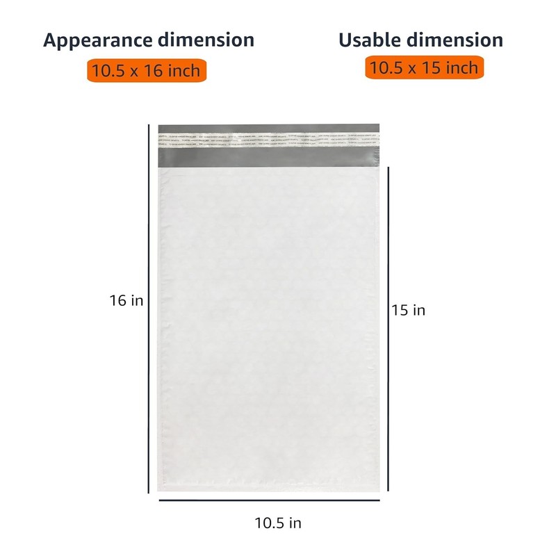 Water-Resistant Self-Seal Mailers, 10.5" x 16", 100-Pack - Perfect for Shipping gallery