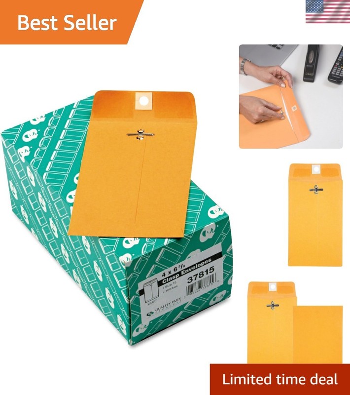 100 Count 4 x 6-3/8 Clasp Envelopes in Durable 28 lb Kraft – Secure Mailing